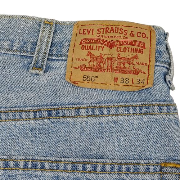 Levis 550 Jeans Men’s 38x34 Relaxed Fit Tapered Leg Light Wash - Picture 12 of 16